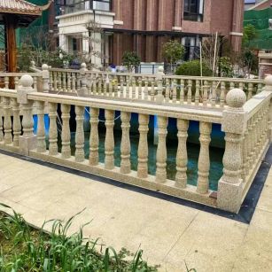 辽宁黄金麻花岗岩石材栏杆，扶手，将军柱，花瓶柱