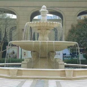 辽宁 黄金麻花岗岩异型加工——户外庭院石雕流水喷泉